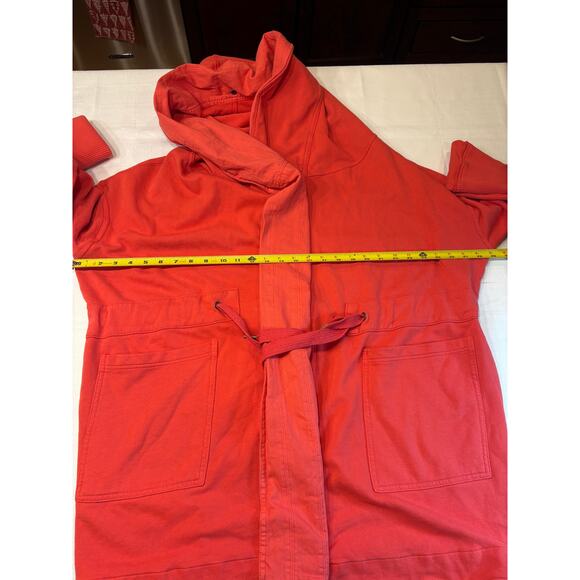 Free People Brentwood Hooded Cardigan Red Orange Oversized Jacket L - Picture 8 of 10